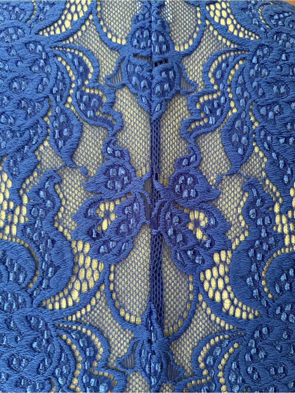 Fleur’t belle époque sapphire blue lace racer back chemise slip dress. Medium - Picture 7 of 9